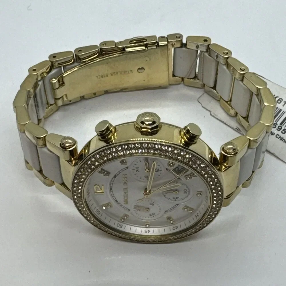 Michael Kors Parker MK6119 Womens Two Tone Analog Dial Quartz Wrist Watch JNA398